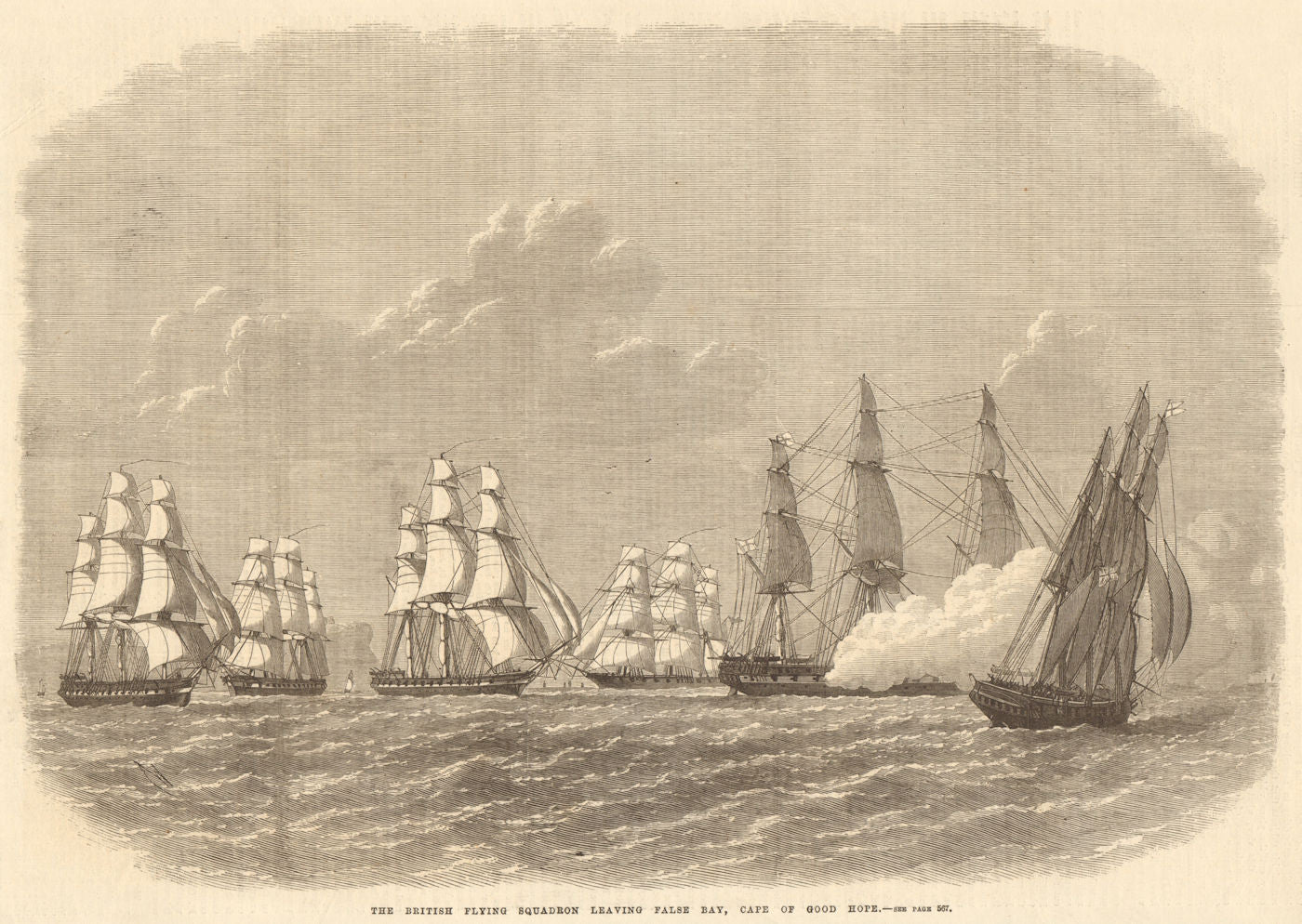 The British Flying Squadron at False Bay, Cape of Good Hope. South Africa 1869